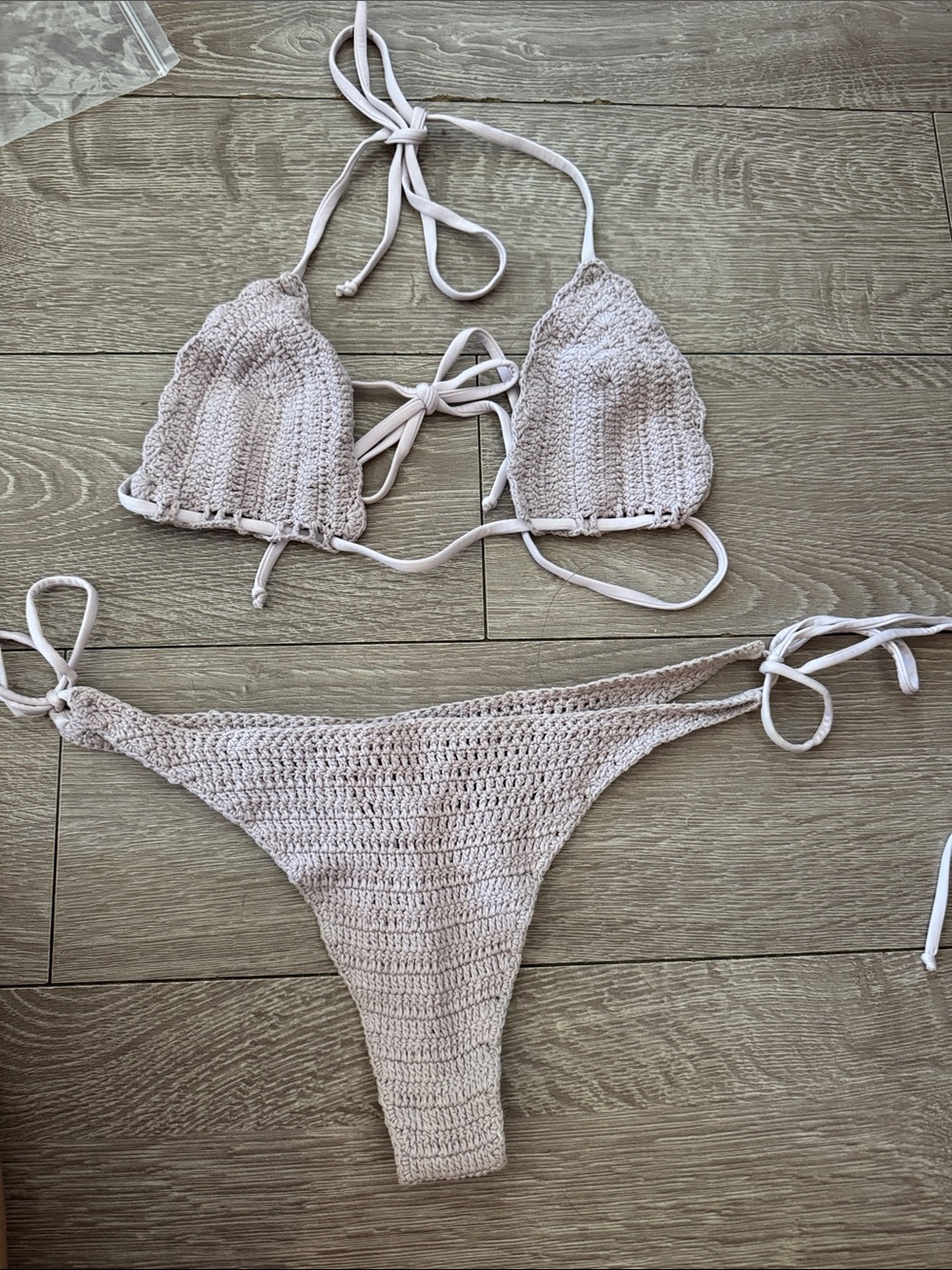 Frankie’s Bikinis Crocheted Tie-Side Bikini Top & Bottom in Orchid